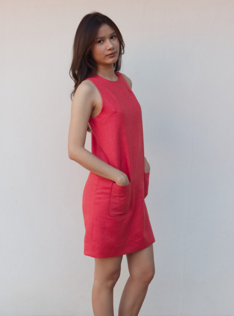 Red Linen Shift Dress