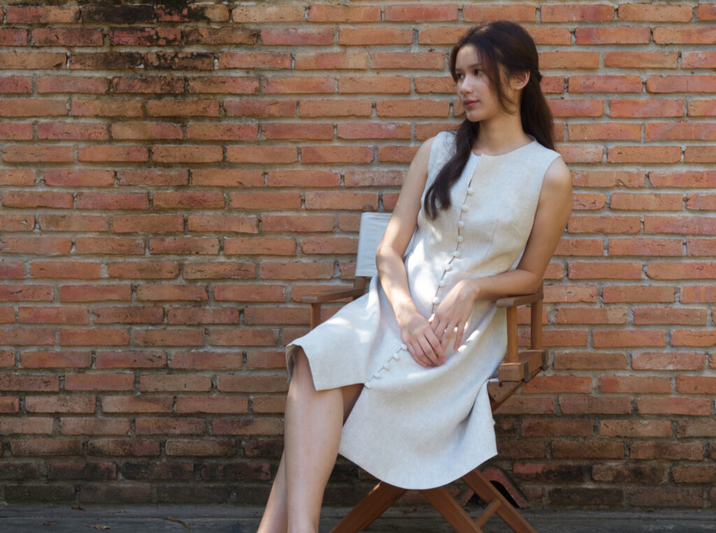 Cream Linen A-Line Dress